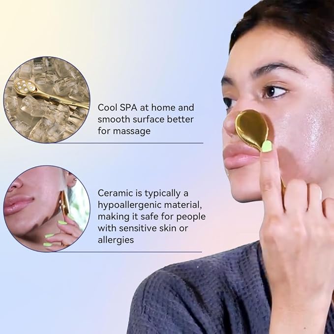 3-in-1 Face Roller for Women – Cryo Sticks for Puffiness, Skin Tightening & Face Lifting, Facial Roller with Cream Spatula, Travel-Friendly Design