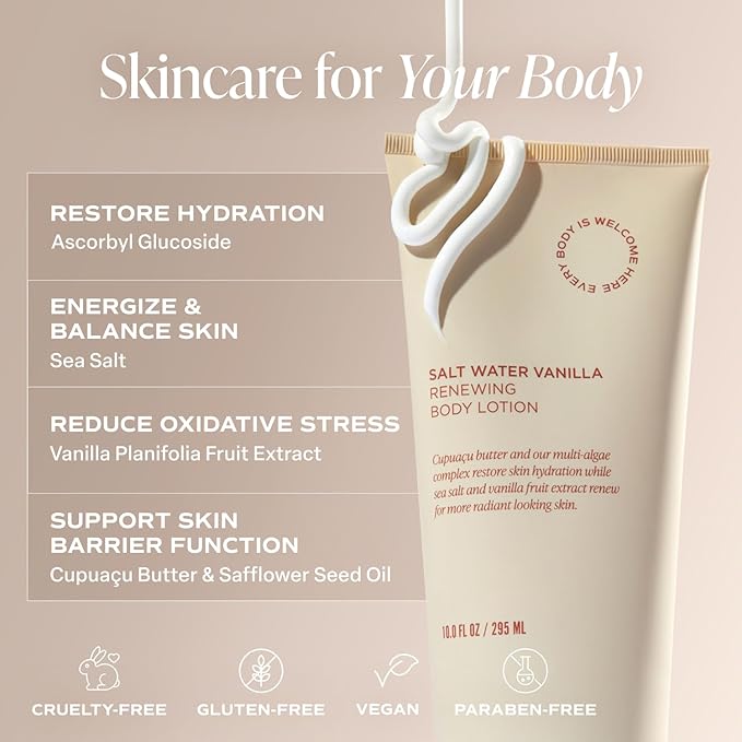 Saltair Body Lotion - 2 Pack Moisturizing Lotion For Dry Skin. Salt Water Vanilla Scented Hydrating Body Cream with Nourishing Moisturizer Formula. Skin Care for Women and Men. 2x 10oz Tubes