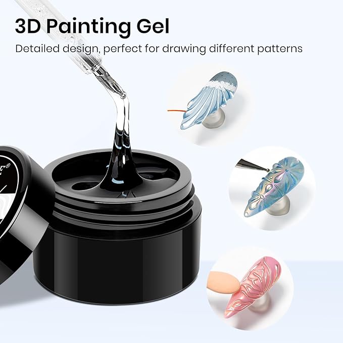 MIZHSE 30g/1oz Solid Builder Gel for Nails and 15g 3D Painting Gel, Clear Hard Gels for Nails Sculpting Nails Art Soak Off U V LED Builder Salon Home DIY Manicure