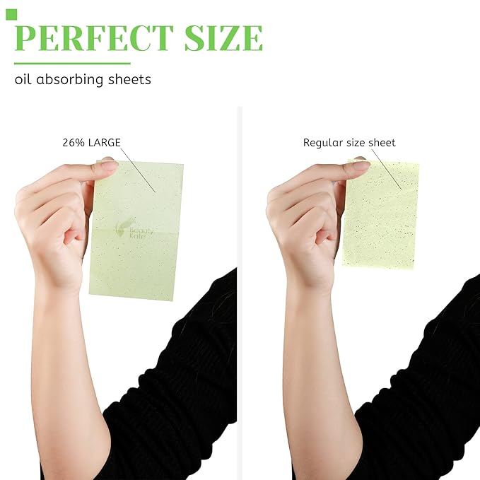 Oil Blotting Sheets for Face - Green Tea,26% Larger,6pk/600 Natural Blotting Paper for Oily Skin,Makeup Friendly Oil Absorbing Sheets,Easy To Grab One