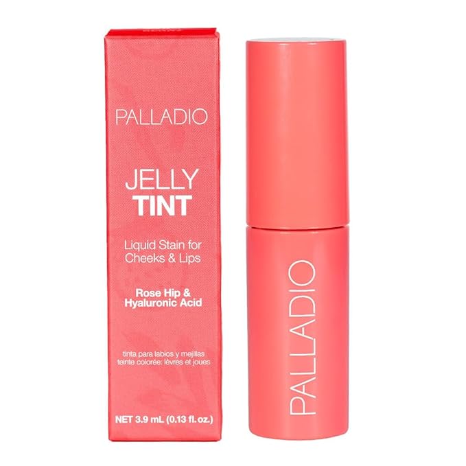 Palladio Jelly Tint, Liquid Stain for Cheeks & Lips, Vivid Color Lip Stain, Lightweight Non-Sticky and Transfer-proof, Natural Finish Makeup, Sweet Berry
