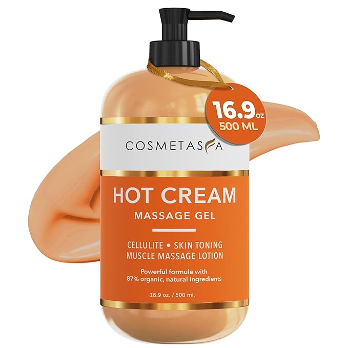 Cosmetasa Hot Cream for Belly - 87% Organic Cellulite Cream - Natural Sweat Cream Massage Gel - Cream for Stomach, Abdomen, Sore Joints, Muscles, Workout (16.9 oz)