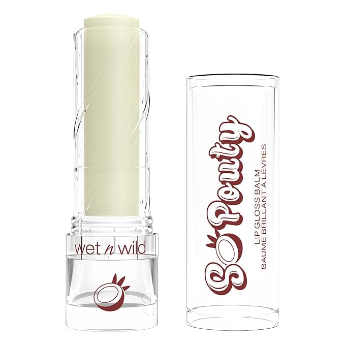 wet n wild Perfect Pout So Pouty Shine Tinted Lip Balm Coconut Flavored, Hyaluronic Acid, Vegan Collagen, Moisturizing For Dry Lip Care, Clear