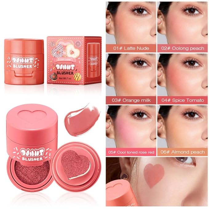 Stamp Liquid Blush Stamp Blush with Heart Shaped Applicator Natural Long Lasting Blush, Light and Airy Makeup for Women (4)