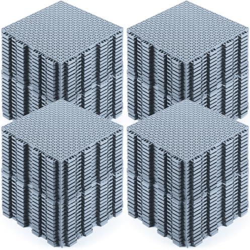 Huwena 100 Pack Drainage Mats Interlocking Tiles 10" x 10" Rubber Floor Tiles by Huwena
