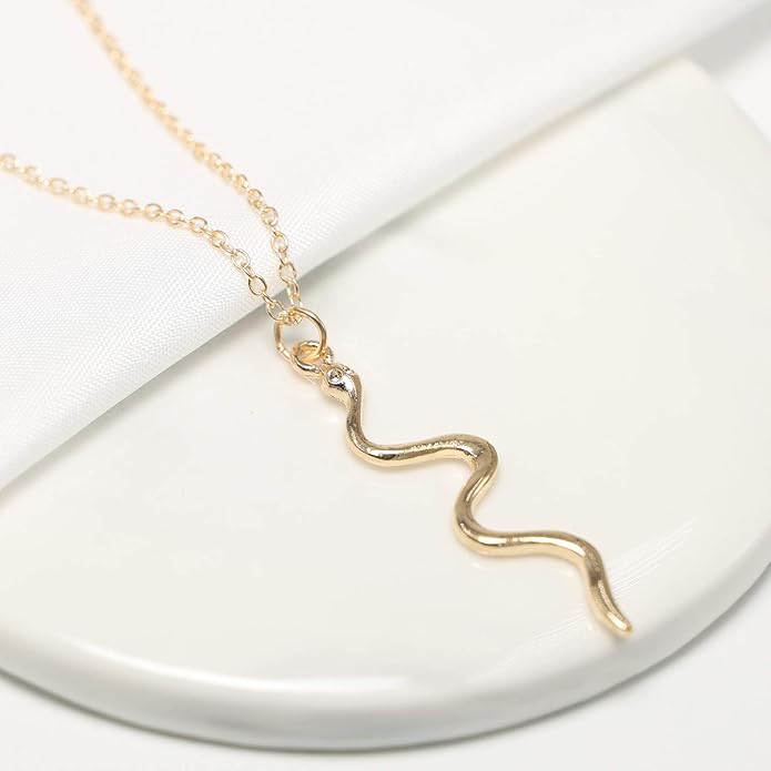 Snake Pendant Necklace Punk Serpent Drop Necklace Vintage Animal Necklaces Chain Jewelry for Women and Girls