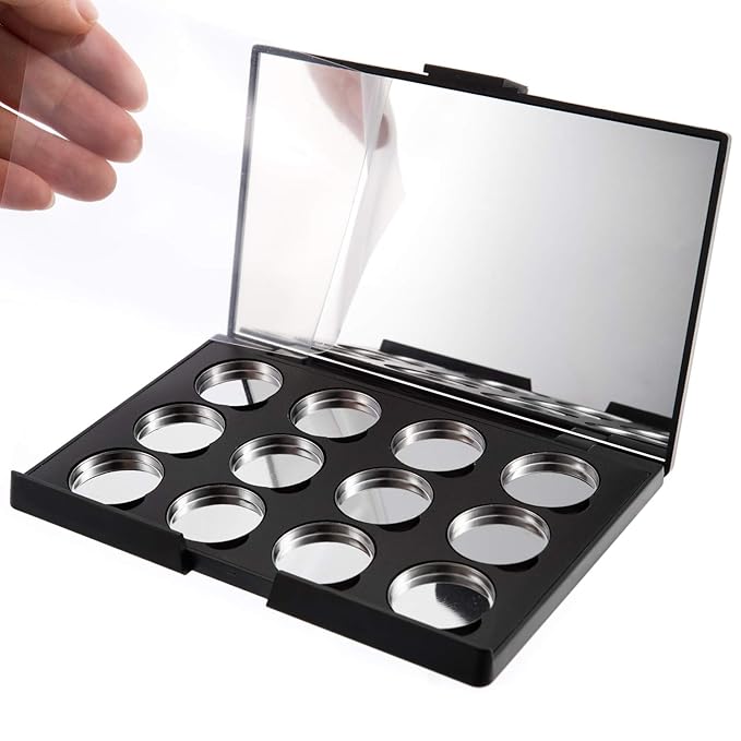 Empty Magnetic Eyeshadow Makeup Palette with Mirror and 12Pcs 26mm Round Metal Pans