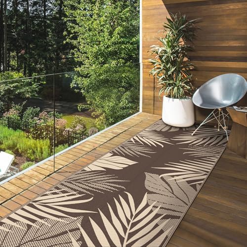 GENIMO Outdoor Rug, Waterproof Plastic Runner Rugs, 2.5'x8' Coffee Beige - Image 4