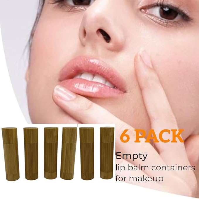 Bamboo Empty Lip Balm Containers 5.5g 6 Pack,Refillable DIY Lip Balm Tube Containers with Clear PP Plastic Inner,Lip Gloss Tubes Chapstick Holder for DIY Cosmetic Samples Deodorant