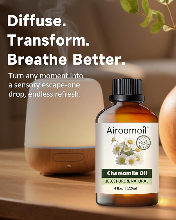 Pure Chamomile Essential Oil, 100% Pure Natural Chamomile Essential Oil, Premium Grade Essential Oils for Diffusers for Home, Skin, Care Massage, Soap Making, Aromatherapy, 4 Fl Oz | 120ml
