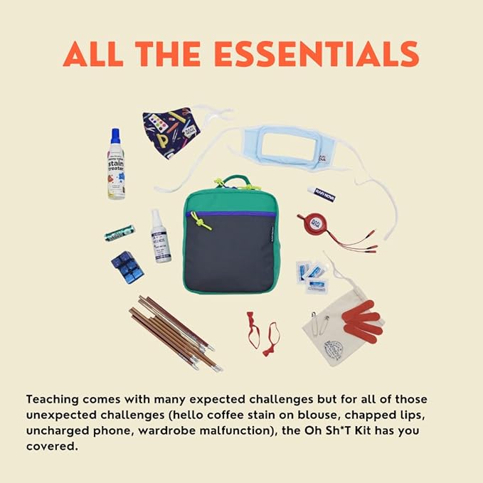 Oh Shit Kit Teachers Edition With All Essentials Face Coverings, Lip Balm, Adaptable Phone Charger and More
