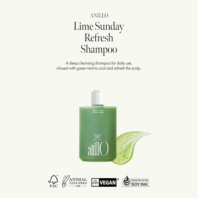 Lime Sunday Refresh Shampoo with Vitamin C, Korean Jeju Tangerine, Mint & Almond Powder for Oily Scalp Care – Exfoliating, Deep Cleansing, Lime Citrus Scent, Silicone & Paraben-Free (15.22 fl.oz)