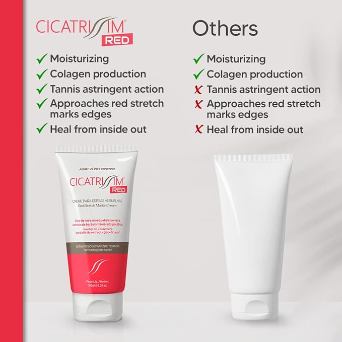 Cicatrissim Red For Removal of Red and Purple Stretch Marks - Innovative Formula With Pure and Powerful Natural Ingredients From Brazilian Flora - For All Skin Types.