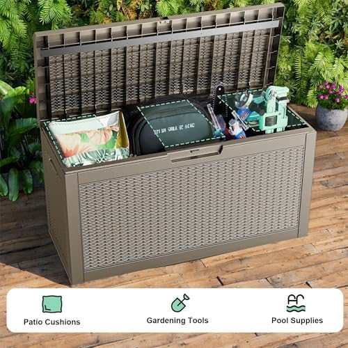 60 Gallon Waterproof Resin Deck Box, UV Resistant Outdoor Storage - Image 5