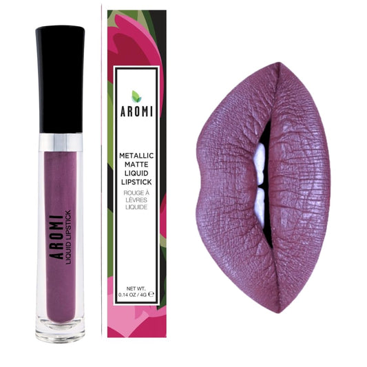Aromi Metallic Liquid Lipstick | Long-lasting, Waterproof, Lip Color with Shimmery Finish, Vegan, Cruelty-free, Gluten and Paraben Free, Made in USA, Handmade (Vulgar Violet)