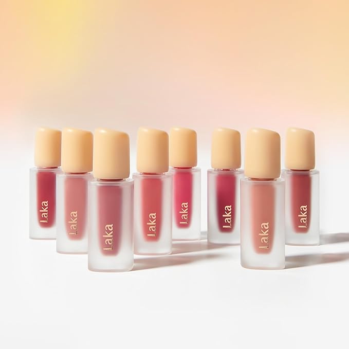 Laka Fruity Glam Tint, 4.5g/0.15 oz., Glowing Lip Stain with Wide Color Spectrum, Hydrating & Lightweight Texture, Long-Lasting Bold Stain, Non-Sticky, Vegan, K-Beauty (#121 Ash Nut)