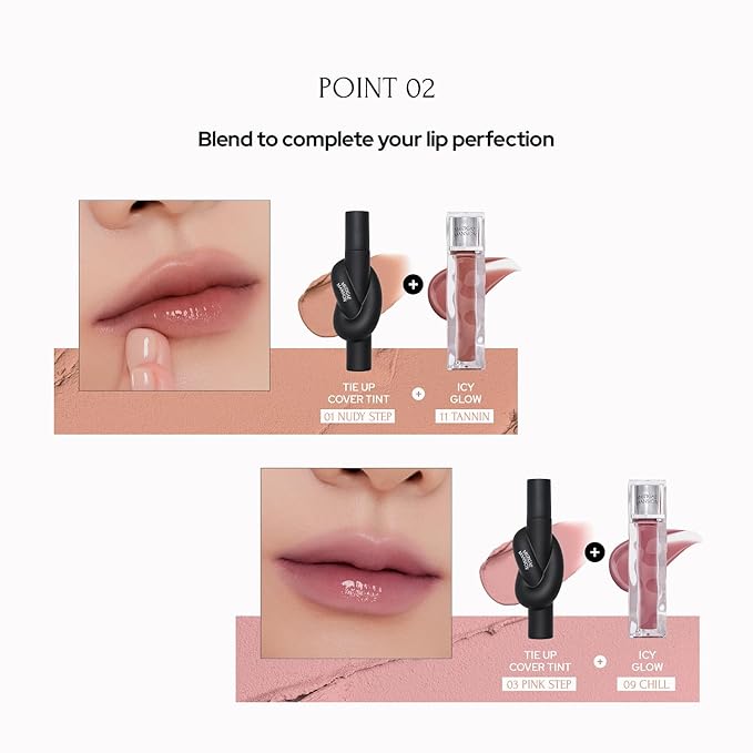 Tie Up Cover Tint - Waterproof & Long Lasting Lip Stain for Women - Korean Base Nude Tint Stick - Kbeauty Matte Gloss - Mood Color Changing (06 COLDISH MAUVE, 0.2 Fl oz)