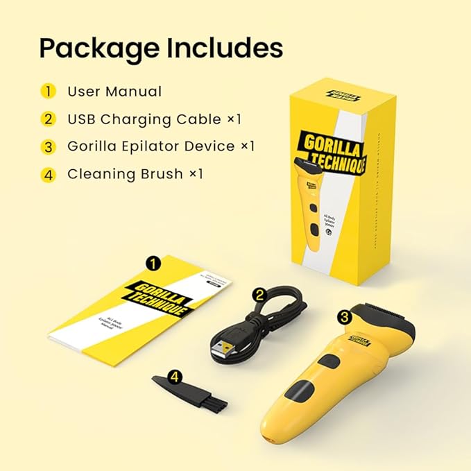 Gorilla Technique Epilator 3000V, Facial & Body Hair Removal Device, Pain Relief Roller, Cordless Rechargeable Electric Tweezers for Women & Men, Triple Tweezers, 8000RPM, Korean Skin Care - 3000V
