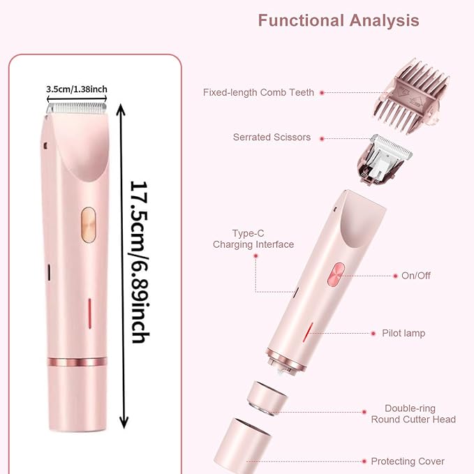 Dermave Bikini Shaver,Bikini Trimmer for Women,2025 Upgrade Dual Head Shaver Women,2 in 1 Wet & Dry Waterproof Electric Bikini Trimmer for Face, Body & Intimate Areas,Purple