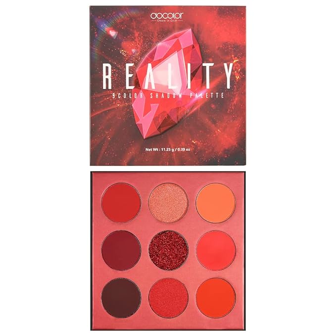 docolor Eyeshadow Palette 9Colors Red Eyeshadow Gemstone Shadow Palettes Highly Pigmented Mattes Shimmers Smokey Glitter Cream Colorful Powder Blendable Long Lasting Waterproof Makeup Palette