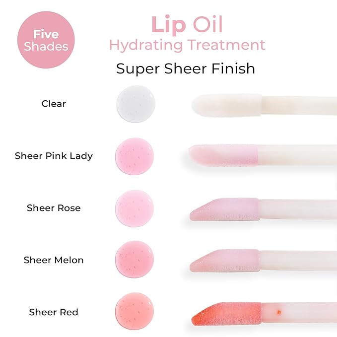 MCoBeauty Lip Oil Hydrating Treatment, Sheer Rose, Moisturizing Shine for Naturally Beautiful Lips, Vegan, Cruelty Free Cosmetics