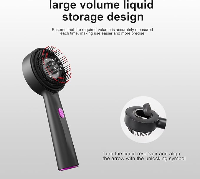 Red Light Dot Scalp Massager - 72-Point Vibration Comb for Hair Care, 3 in 1 Hair Oil Applicator,ipx7 Waterproof Scalp Oil Applicato,Rechargeable Home Use Device with Safety Indicator（Black）