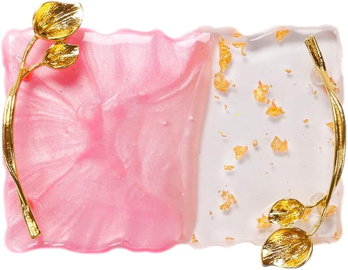 2023 Retro Nail Art Palette, Nail Painting Mixed Color Palette with Leaves Handle, Nail Holder Gel Color Makeup Display Board Pallet (Pink)