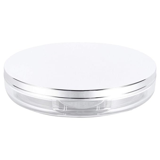 Powder Container 2pcs Loose Powder Containers with Elasticated Net Sifter, Mirror and Puff 5g Loose Powder Compact Case Case for DIY Makeup and Travel (Sliver) Powder Puff