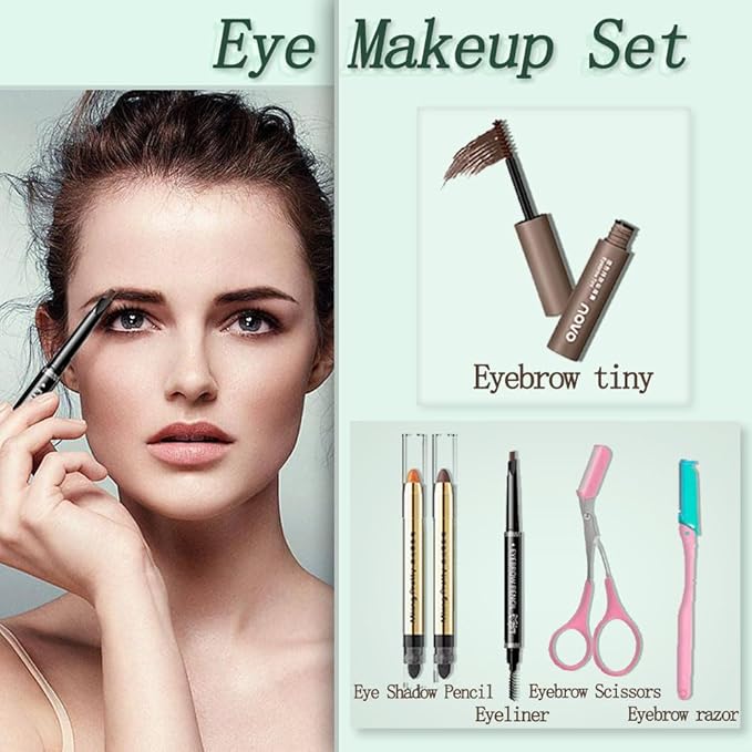 All-In-One And Portable Beginner Makeup Kit, Including Mascara, Eyeshadow Pencil, Eyeshadow Palette, Beauty Brush Set, Eyebrow Shaping Set And Other Props