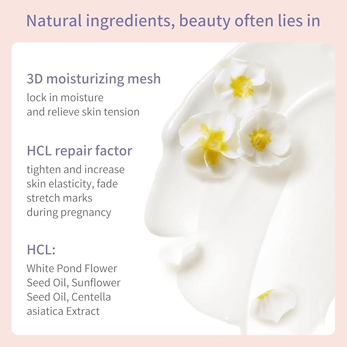 NENNEKO Formula Massage Lotion For Stretch Marks, Pregnancy Safe, Maternity, Face and Body Moisturizer, Skin Feels Soft and Smooth, Suitable for All Skin Types
