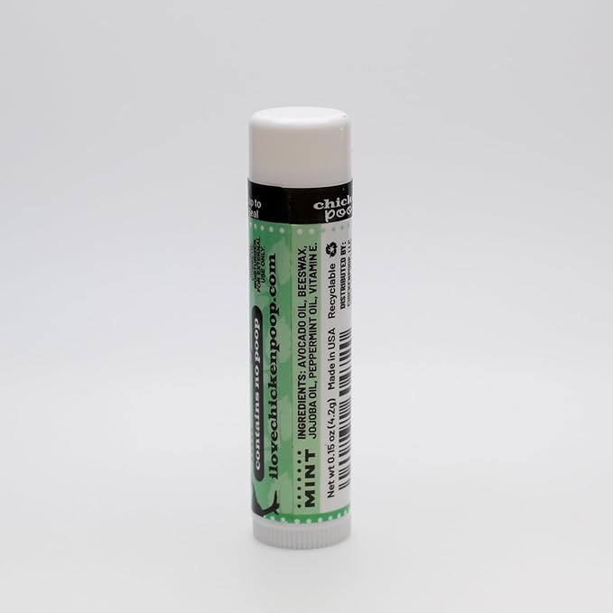Chicken Poop Lip Balm Simone Chickenbone 100% Natural Moisturizer for Dry, Chapped Lips, Combo (Original, Mint, Outdoors with SPF 30, Coconut), 4 Pack