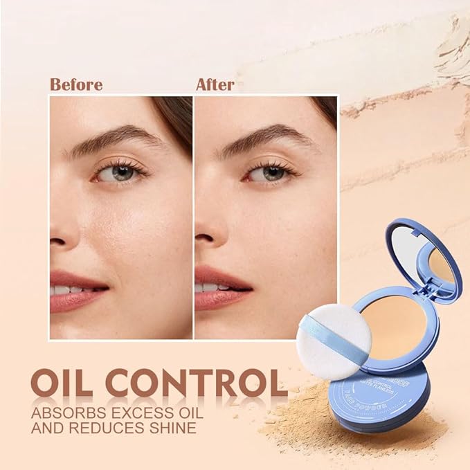 Oil Control Matte Perfection Face Pressed Powder, Matte Smooth Flawless Setting Powder Makeup, Polvo Compacto De Maquillaje, Waterproof Long Lasting, Cruelty Free, 0.35Oz (01 Classic Ivory)