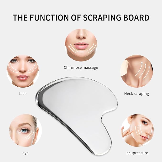 ONLYSKY BEAUTY Face Roller Gua-Sha Set Facial Roller kit for Face Skincare, Stainless-Steel Stone Sculpting Tool, Massager Roller for Skin Care,Gift for Men and Women
