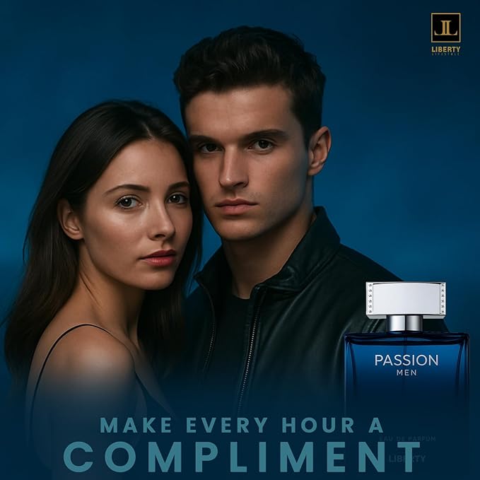 Liberty Luxury Passion Eau De Parfum for Men, Long Lasting Bold Spicy Scent Designed in France, Masculine Cologne That Draws Compliments, Perfume for men, men's fragrances,Gift for Men 100ml 3.4Oz