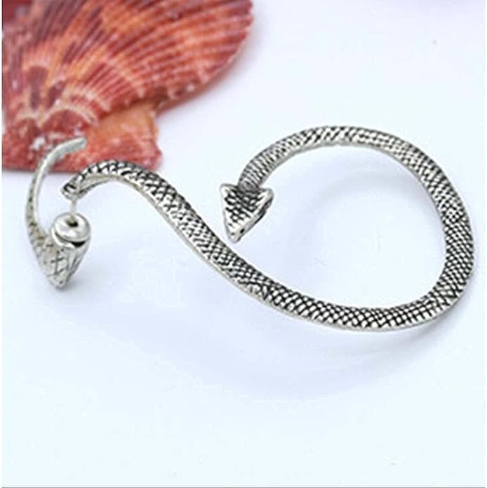 Punk Snake Cuff Earrings Silver Snake Ear Climber Earrings Cartilage Ear Crawler Earrings Gothic Serpent Clip on Wrap Earrings Jewelry for Women