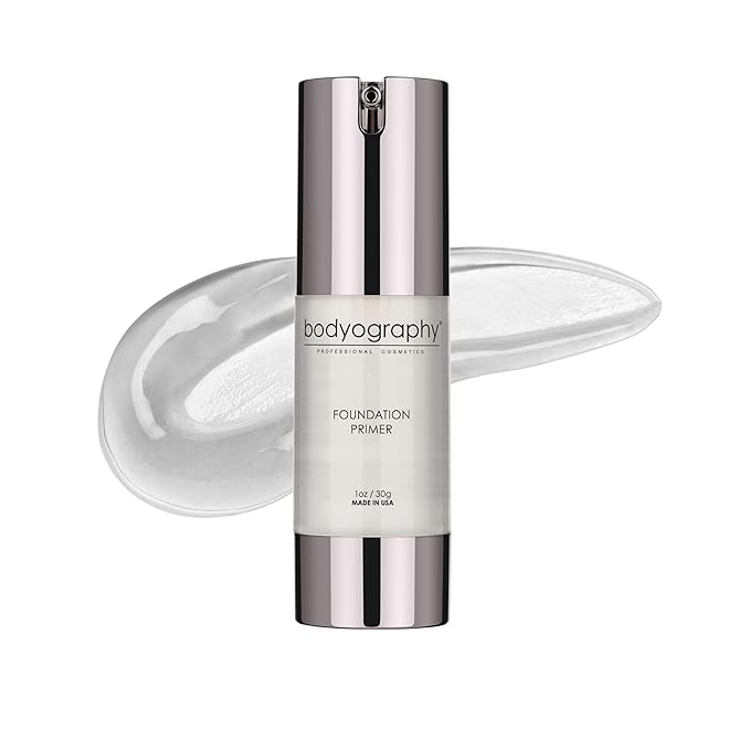 BODYOGRAPHY - Foundation Primer (Clear): Flawless Anti-Aging Salon Makeup Primer w/Vitamin E, A, Jojoba, Grapeseed Oil | Control Shine | Gluten-Free, Cruelty-Free, 1 oz.