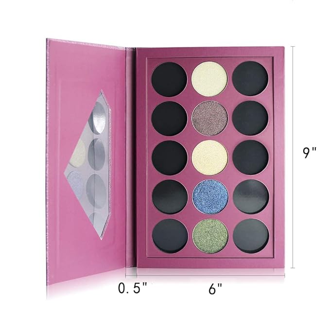 Large-Sized Empty Magnetic Makeup Palette with Diamond-Shaped Transparent Window