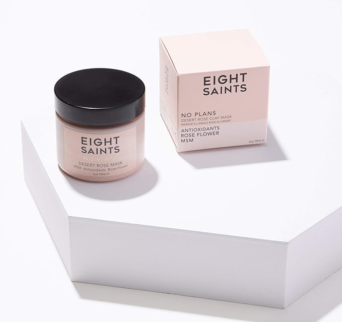 Eight Saints No Plans Clay Face Mask Skin Care Product, Natural and Organic Pore Reducing Clay Facial Mask to Remove Blemishes, Acne, Oil, and Impurities, 2 Ounces