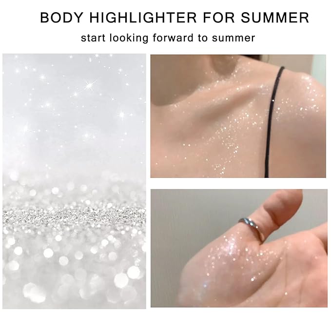 Highlight Glitter Powder Ball,White Shimmer Highlighter Makeup Powder Puff,Comfortable and Cute Plush Long-Lasting Body Shine for Various Occasions