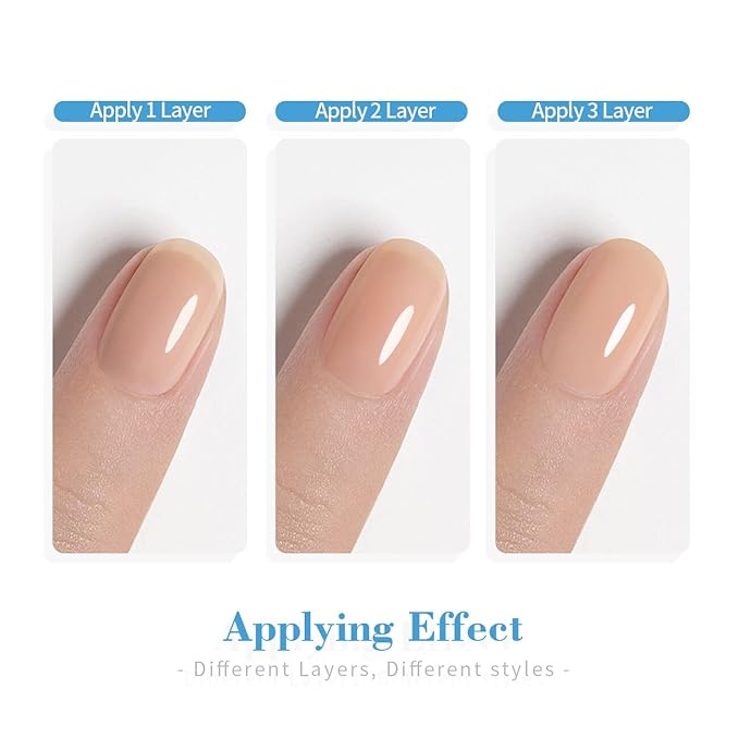 RARJSM Nude Gel Nail Polish Apricot Peach Pink Jelly Gel Polish Set of 6 Transparent Colors 7.5ml Clear Purple Sheer Wine Red Milky Mavue French Manicure LED UV Gel Soak Off Curing Requires Home