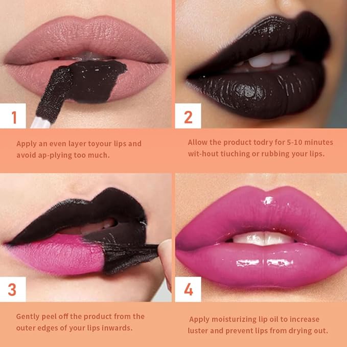 Deep Raspberry Peel Off Lip Gloss Masque,Lip Stain Peel Off Tattoo-Peel Off Lip Tint andLip Oil 2-in-1,Long Lasting Waterproof Transfer-proof Lip Mask Lip Gloss Peel Off Lip Liner,for All SkinType 05#