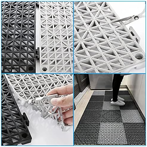 12 Pack 12 x 12 Interlocking Rubber Bathroom Flooring Tiles Non-Slip Splicing - Image 3