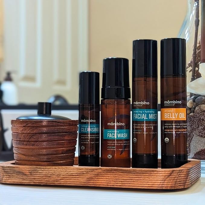 Third Trimester Set – All Natural Skincare Pregnancy Gift Box – Anti-stretch mark Belly Oil, Rose Facial Mist, Cleansing Oil, Face Wash - Mambino Organics