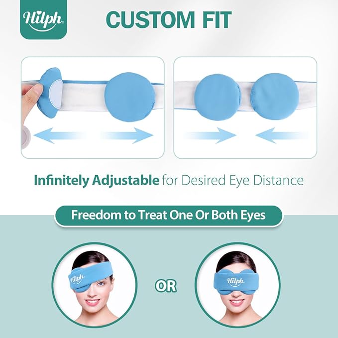 Hilph Microwavable Eye Mask For Dry Eyes & Stye, Adjustable Moist Eye Compress Heat Microwave Heated Eye Mask for Single or Double Eyes for Blepharitis, Mgd, Itchy, Eye Fatigue (Blue)