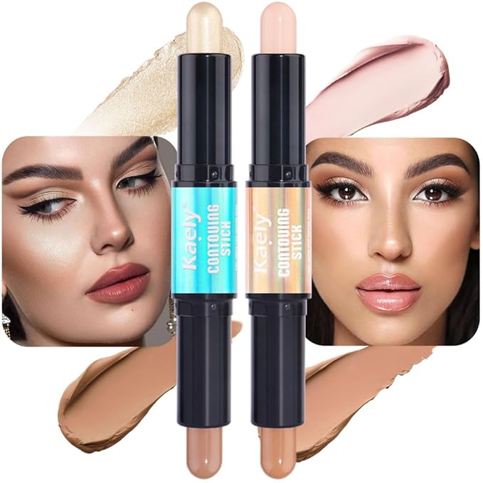 evpct 2in1 Face Shaping & Contouring Stick Cream Contour Concealer Bronzer Stick Makeup Kit for Face Highlighter Makeup Stick contorno maquillaje de maquillaje, NEW Universal Light + ORIGINAL Medium