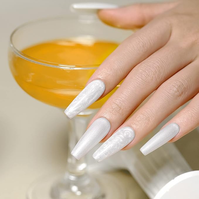 RARJSM Builder Nail Gel Polish Pearl Silver Hard Gel in a Bottle Mermaid Shell Glitter Pearlescent Thick Extension Structure Gel for Nails 15ml Soak Off Curing Requires Salon Home DIY Beginer Use