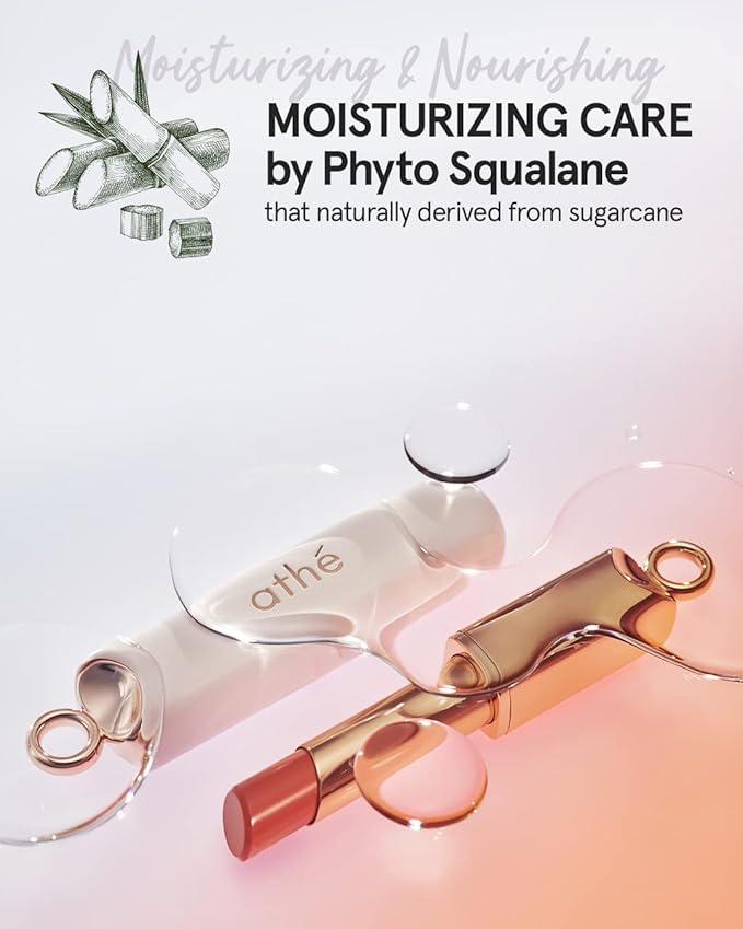 ATHÉ Authentic Lip Balm 08 LUSTY (Tinted), Lightweight Wear & Plumping Lips without Stickiness, Moisturizing & Nourishing Plant-Based Vegan Chapstick for Dry, Petrolatum Free, Cruelty-Free