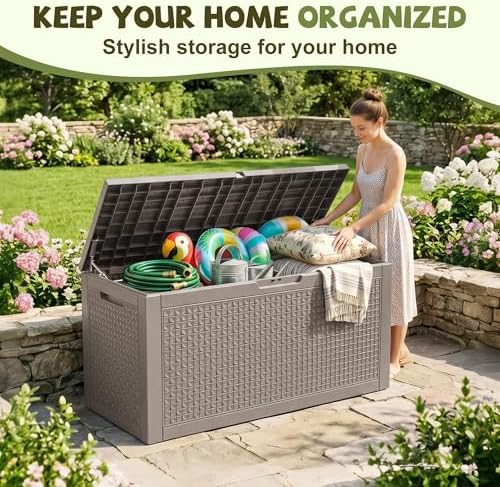 180 Gallon Outdoor Storage Box, Deck Box Waterproof, Toy Storage Bin - Image 6