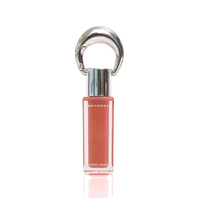 ENTROPY Makeup 2-in-1 Charm Shiny Glowy Lip & Cheek Gloss Tint Keychain, High Pigment Glossy Lip Color & Plumping Gloss, C2 Water Rose Charm