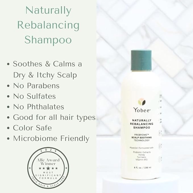 Yobee Naturally Rebalancing Shampoo | Dry, Flaky & Itchy Scalp Care with Para Probiotics, Organic Honey & Turmeric, Vitamin B12 & Oat Extracts | Dandruff & Psoriasis Relief (3 Bottles)